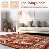 Ultra Soft Area Rug, Non Slip, Stain Resistant, Washable Area Rugs for Living Room, Bedroom, Classic Intricate(Red)