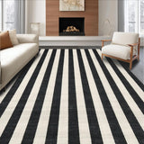 Ultra Soft Area Rug, Non Slip, Stain Resistant, Washable Area Rugs for Living Room, Bedroom, Stylish Striped Welcome Mat for Front Porch, Modern Layered Rug(Black)