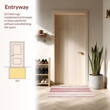 Ultra Soft Area Rug, Non Slip, Stain Resistant, Washable Area Rugs for Living Room, Bedroom, Boho Striped(Pink)