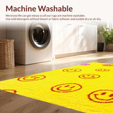 Ultra Soft Area Rug, Non Slip, Stain Resistant, Washable Area Rugs for Living Room, Bedroom, Playful Pastel Smiley Faces(Yellow)