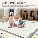 Ultra Soft Area Rug, Non Slip, Stain Resistant, Washable Area Rugs for Living Room, Bedroom, Modern Chic Striped Visual Style(White)