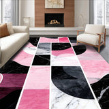 Ultra Soft Area Rug, Non Slip, Stain Resistant, Washable Area Rugs for Living Room, Bedroom, Stylish Low Pile Artistic Design(Pink)