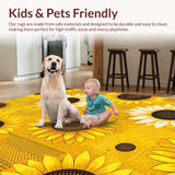 Ultra Soft Area Rug, Non Slip, Stain Resistant, Washable Area Rugs for Living Room, Bedroom, Rustic Sunflower Vintage Charm(Yellow)