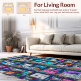 Ultra Soft Area Rug, Non Slip, Stain Resistant, Washable Area Rugs for Living Room, Bedroom, City Life Educational Play Rug for Kids Bedroom(Blue)