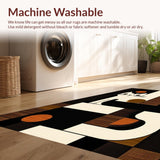 Ultra Soft Area Rug, Non Slip, Stain Resistant, Washable Area Rugs for Living Room, Bedroom, Vivid Whimsical Cat Illustration(Black)