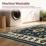 Ultra Soft Area Rug, Non Slip, Stain Resistant, Washable Area Rugs for Living Room, Bedroom, Waterproof Leaf(Blue)