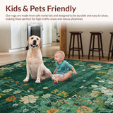 Ultra Soft Area Rug, Non Slip, Stain Resistant, Washable Area Rugs for Living Room, Bedroom, Trendy Geometric Green Aesthetic(Green)