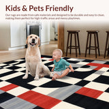 Ultra Soft Area Rug, Non Slip, Stain Resistant, Washable Area Rugs for Living Room, Bedroom, Artistic Fluffy Shagged Diamond Arrangement(Black)