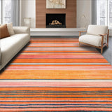 Ultra Soft Area Rug, Non Slip, Stain Resistant, Washable Area Rugs for Living Room, Bedroom, Eclectic Color Palette Striped Motif(Orange)
