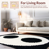 Ultra Soft Area Rug, Non Slip, Stain Resistant, Washable Area Rugs for Living Room, Bedroom, Modern Circular Living Room Washable Accent Rug(Black)