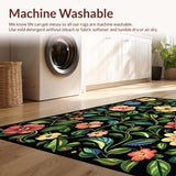 Ultra Soft Area Rug, Non Slip, Stain Resistant, Washable Area Rugs for Living Room, Bedroom, Maximalist Botanical Bloom Composition(Red)