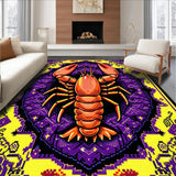Ultra Soft Area Rug, Non Slip, Stain Resistant, Washable Area Rugs for Living Room, Bedroom, Artistic Lobster Embellished Scene(Purple)
