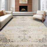 Ultra Soft Area Rug, Non Slip, Stain Resistant, Washable Area Rugs for Living Room, Bedroom, Stylish Area with Distressed Vintage Beige(Beige)