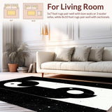 Ultra Soft Area Rug, Non Slip, Stain Resistant, Washable Area Rugs for Living Room, Bedroom, Trendy Modern Yin Yang Motif(Black)