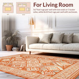 Ultra Soft Area Rug, Non Slip, Stain Resistant, Washable Area Rugs for Living Room, Bedroom, Vivid Herringbone Orange Aesthetic(Orange)