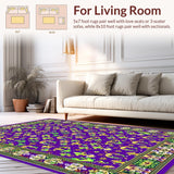 Ultra Soft Area Rug, Non Slip, Stain Resistant, Washable Area Rugs for Living Room, Bedroom, Whimsical Colorful Abstract Elements(Purple)