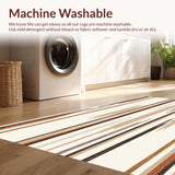 Ultra Soft Area Rug, Non Slip, Stain Resistant, Washable Area Rugs for Living Room, Bedroom, Retro Southwest Patterned with Neutral Stripes and Chevron Accents(Beige)