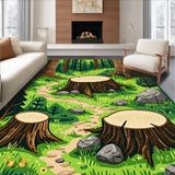 Ultra Soft Area Rug, Non Slip, Stain Resistant, Washable Area Rugs for Living Room, Bedroom, Eclectic Summer Camp Vibe(Green)