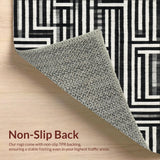 Ultra Soft Area Rug, Non Slip, Stain Resistant, Washable Area Rugs for Living Room, Bedroom, Elegant Dual Tone Woven Floor Covering With Contemporary Linear Motif(Black)