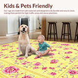 Ultra Soft Area Rug, Non Slip, Stain Resistant, Washable Area Rugs for Living Room, Bedroom, Lively Tropical Bloom Design(Yellow)