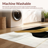 Ultra Soft Area Rug, Non Slip, Stain Resistant, Washable Area Rugs for Living Room, Bedroom, Chic Abstract Gold and Black Shapes(Gold)