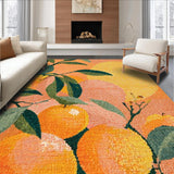 Ultra Soft Area Rug, Non Slip, Stain Resistant, Washable Area Rugs for Living Room, Bedroom, Blush Area Rug Featuring Bright Peach and Vivid Green Pattern(Orange)