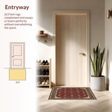 Ultra Soft Area Rug, Non Slip, Stain Resistant, Washable Area Rugs for Living Room, Bedroom, Vintage Geometric(Red)