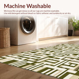 Ultra Soft Area Rug, Non Slip, Stain Resistant, Washable Area Rugs for Living Room, Bedroom, Olive Beige Area Versatile Style Non Shed Weave Fringed Borders(Green)