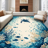 Ultra Soft Area Rug, Non Slip, Stain Resistant, Washable Area Rugs for Living Room, Bedroom, Charming Coastal Animal Print(Blue)