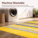 Ultra Soft Area Rug, Non Slip, Stain Resistant, Washable Area Rugs for Living Room, Bedroom, Chic Striped Yellow-Grey Aesthetic(Yellow)
