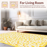 Ultra Soft Area Rug, Non Slip, Stain Resistant, Washable Area Rugs for Living Room, Bedroom, Elegant Daisy Pattern in Soft Neutrals(Yellow)