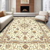 Ultra Soft Area Rug, Non Slip, Stain Resistant, Washable Area Rugs for Living Room, Bedroom, Elodie Beige Transitional Area with Timeless Decorative Elements(Ivory)