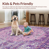 Ultra Soft Area Rug, Non Slip, Stain Resistant, Washable Area Rugs for Living Room, Bedroom, Trendy Geometric Purple Harmony(Pink)