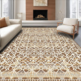 Ultra Soft Area Rug, Non Slip, Stain Resistant, Washable Area Rugs for Living Room, Bedroom, Artful Abstract Rustic Design(Brown)