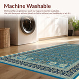 Ultra Soft Area Rug, Non Slip, Stain Resistant, Washable Area Rugs for Living Room, Bedroom, Updated Traditional Light Blue Living Room Rug(Blue)
