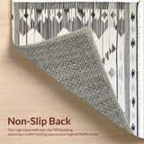 Ultra Soft Area Rug, Non Slip, Stain Resistant, Washable Area Rugs for Living Room, Bedroom, Ivory Black Geometric Bedroom Fringe Carpet(Beige)