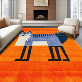 Ultra Soft Area Rug, Non Slip, Stain Resistant, Washable Area Rugs for Living Room, Bedroom, Joyful Creature Celebration Style(Orange)