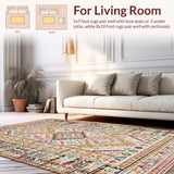 Ultra Soft Area Rug, Non Slip, Stain Resistant, Washable Area Rugs for Living Room, Bedroom, Eclectic Multi-Toned Braided Motif(White)