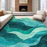 Ultra Soft Area Rug, Non Slip, Stain Resistant, Washable Area Rugs for Living Room, Bedroom, Elegant Turquoise Modern Art Motif(Blue)