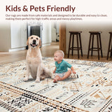 Ultra Soft Area Rug, Non Slip, Stain Resistant, Washable Area Rugs for Living Room, Bedroom, Vibrant Abstract Curvilinear Forms(Brown)