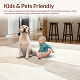 Ultra Soft Area Rug, Non Slip, Stain Resistant, Washable Area Rugs for Living Room, Bedroom, Half Circle Area Modern Minimalist Curved Line Non Skid(Beige)