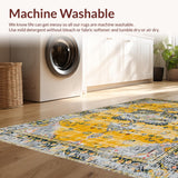 Ultra Soft Area Rug, Non Slip, Stain Resistant, Washable Area Rugs for Living Room, Bedroom, Rustic Earth Toned Geometric Motif(Yellow)