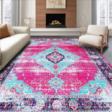 Ultra Soft Area Rug, Non Slip, Stain Resistant, Washable Area Rugs for Living Room, Bedroom, Soft Pastel Geometric Accents(Pink)
