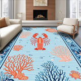 Ultra Soft Area Rug, Non Slip, Stain Resistant, Washable Area Rugs for Living Room, Bedroom, Sophisticated Light Blue Ocean Theme(Blue)