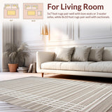Ultra Soft Area Rug, Non Slip, Stain Resistant, Washable Area Rugs for Living Room, Bedroom, Elegant Earthy Border Design(Beige)