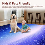 Ultra Soft Area Rug, Non Slip, Stain Resistant, Washable Area Rugs for Living Room, Bedroom, Ombre Starry Shaggy Aesthetic(Blue)