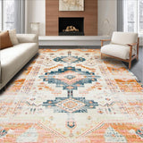 Ultra Soft Area Rug, Non Slip, Stain Resistant, Washable Area Rugs for Living Room, Bedroom, Minimalist Bright Geometric Elements(Orange)