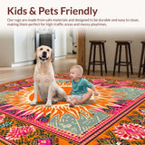Ultra Soft Area Rug, Non Slip, Stain Resistant, Washable Area Rugs for Living Room, Bedroom, Bright Cheerful Ombre Texture(Orange)