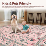 Ultra Soft Area Rug, Non Slip, Stain Resistant, Washable Area Rugs for Living Room, Bedroom, Modern Rustic Geometric Aesthetic(Pink)