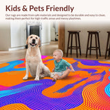 Ultra Soft Area Rug, Non Slip, Stain Resistant, Washable Area Rugs for Living Room, Bedroom, Dynamic Modern Abstract Waves(Orange)